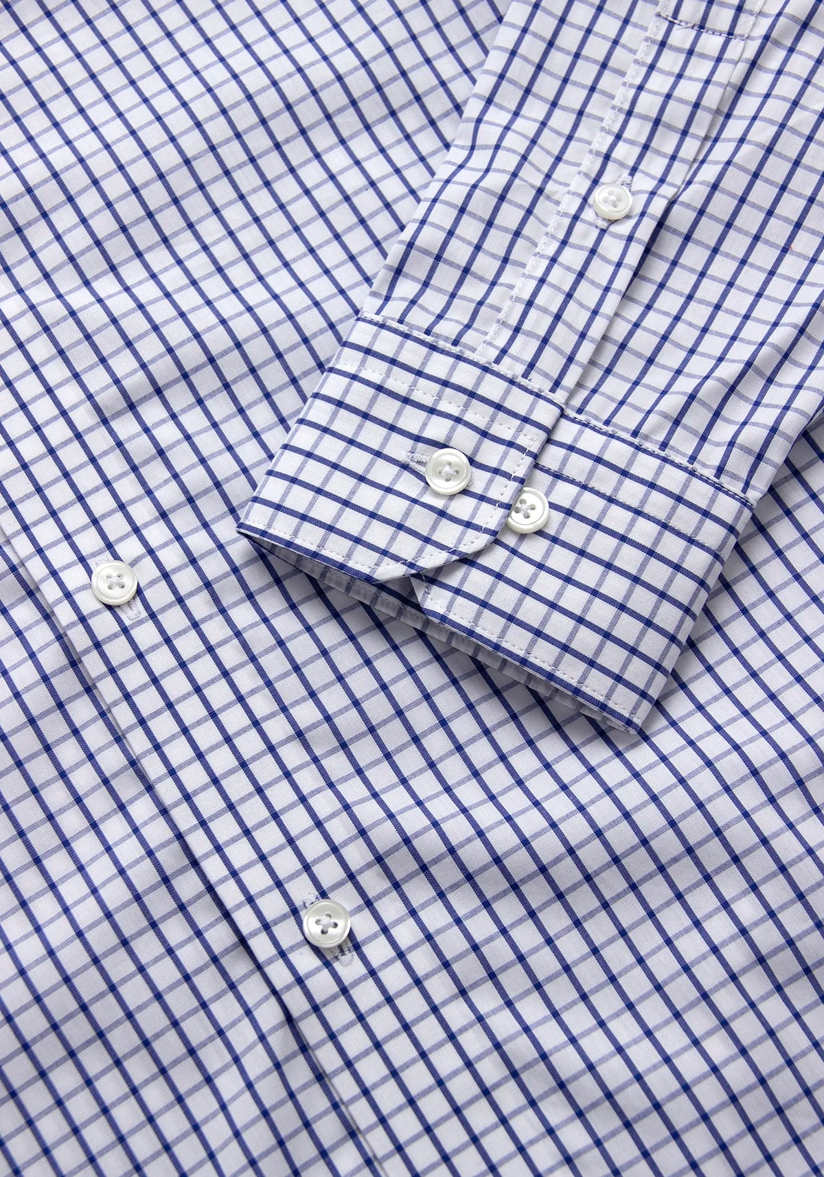 Camisa Popelín Cuadro Ventana Algodón Azul Tinta
